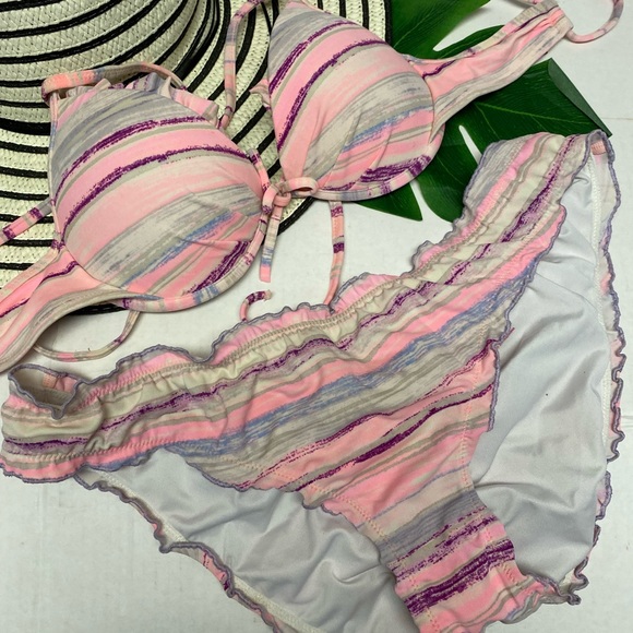 Victoria’s Secret Striped Ruffled Bikini Top - Picture 4 of 4
